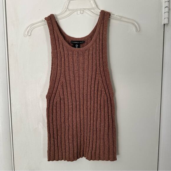 Sincerely Jules Ribbed Knit Tank Top Brown Sleeveless Sweater Large Junior - Picture 2 of 9